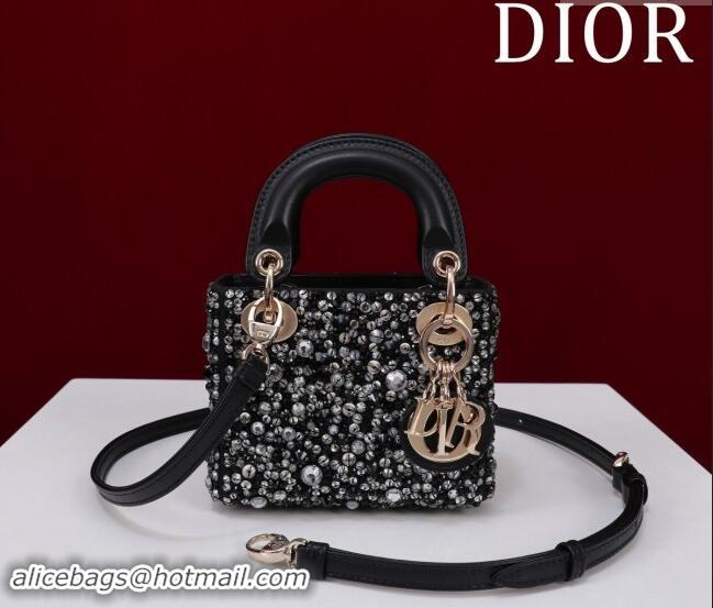 Top Grade Dior Micro Lady Dior Bag in Bead Embroidery M085690 Black 2024