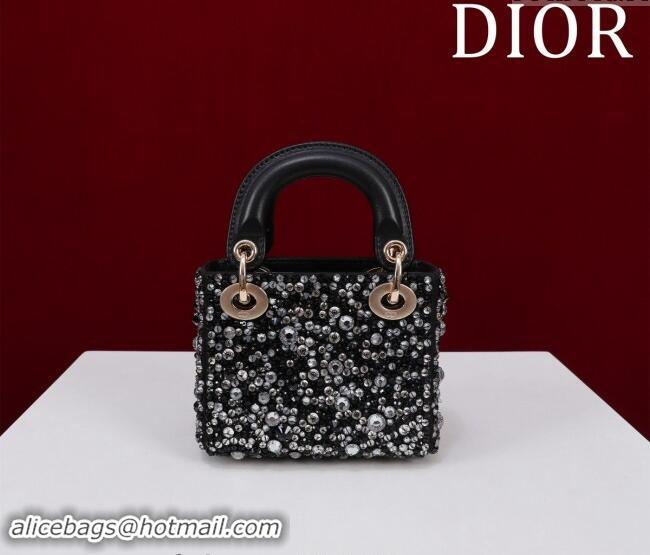 Top Grade Dior Micro Lady Dior Bag in Bead Embroidery M085690 Black 2024