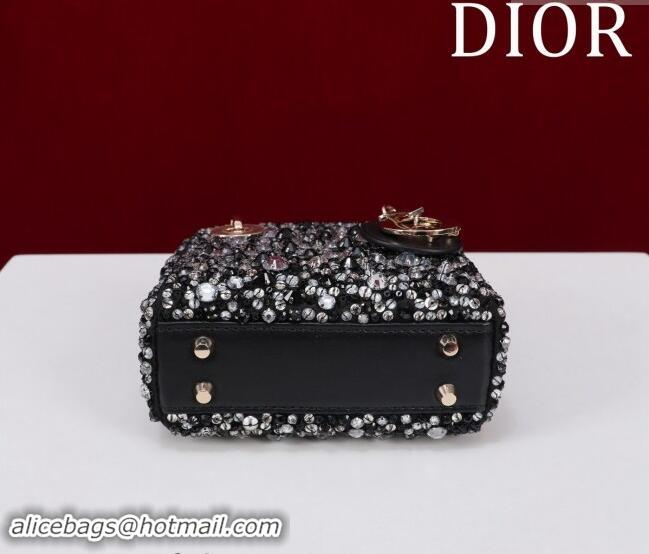 Top Grade Dior Micro Lady Dior Bag in Bead Embroidery M085690 Black 2024