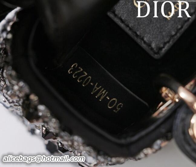 Top Grade Dior Micro Lady Dior Bag in Bead Embroidery M085690 Black 2024