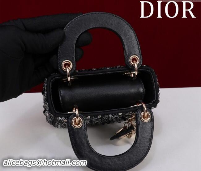 Top Grade Dior Micro Lady Dior Bag in Bead Embroidery M085690 Black 2024