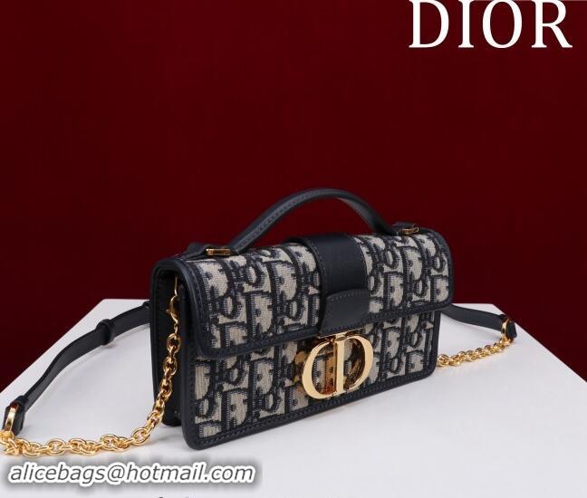 Famous Brand Dior Miss Montaigne Mini Bag in Dior Oblique Jacquard D3065 Blue 2024