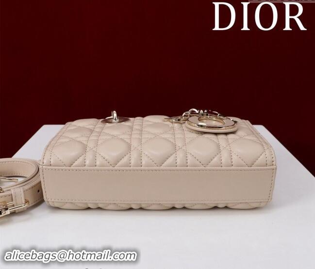 New Design Dior Small Lady D-Joy Bag in Two-Tone Cannage Lambskin M0541 Beige/White 2024