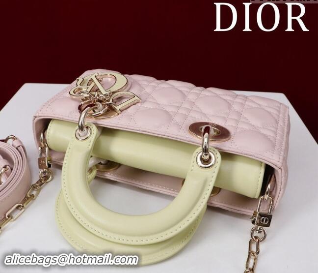 Top Quality Dior Small Lady D-Joy Bag in Two-Tone Cannage Lambskin M0541 Pink/Green 2024