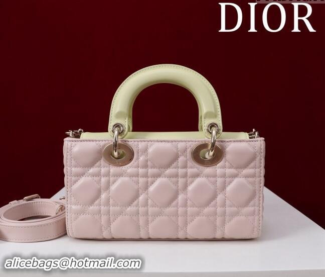 Top Quality Dior Small Lady D-Joy Bag in Two-Tone Cannage Lambskin M0541 Pink/Green 2024