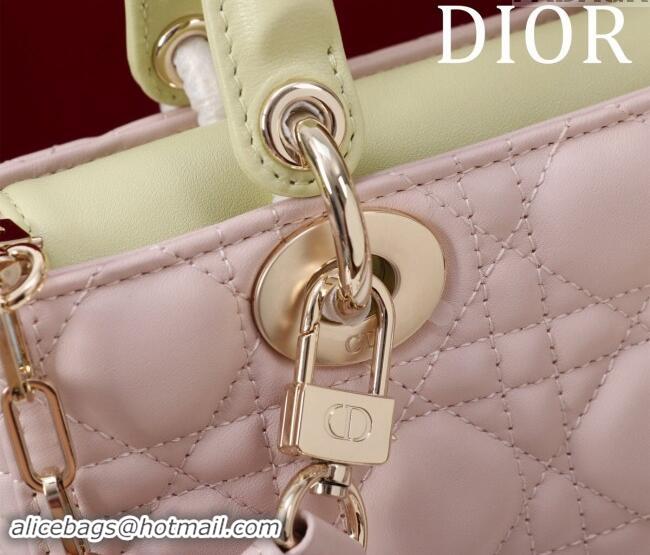 Top Quality Dior Small Lady D-Joy Bag in Two-Tone Cannage Lambskin M0541 Pink/Green 2024