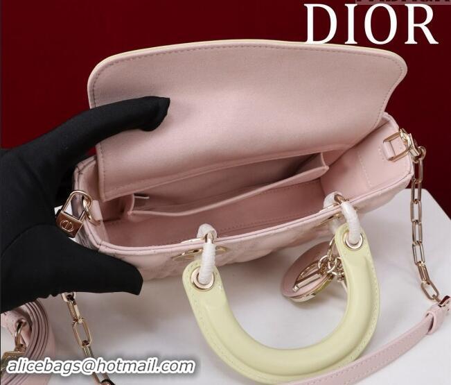 Top Quality Dior Small Lady D-Joy Bag in Two-Tone Cannage Lambskin M0541 Pink/Green 2024