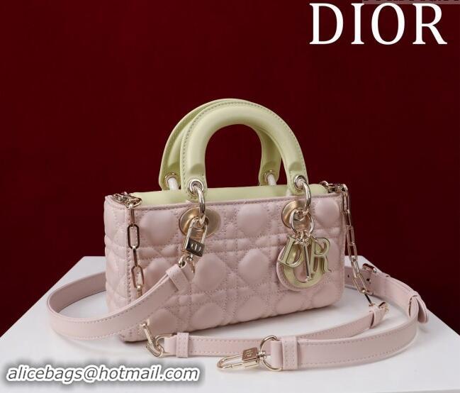 Top Quality Dior Small Lady D-Joy Bag in Two-Tone Cannage Lambskin M0541 Pink/Green 2024