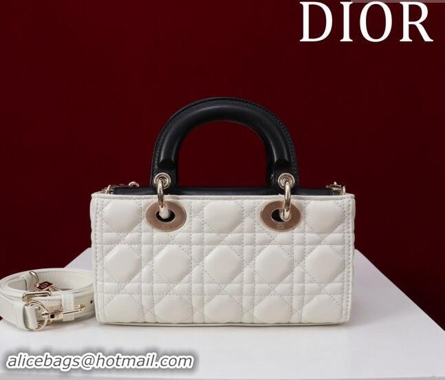 Luxurious Dior Small Lady D-Joy Bag in Two-Tone Cannage Lambskin M0541 White/Black 2024