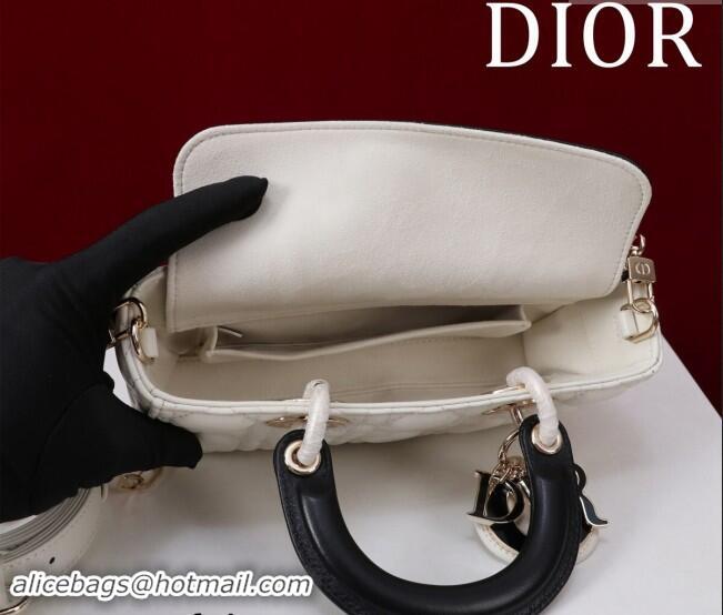 Luxurious Dior Small Lady D-Joy Bag in Two-Tone Cannage Lambskin M0541 White/Black 2024