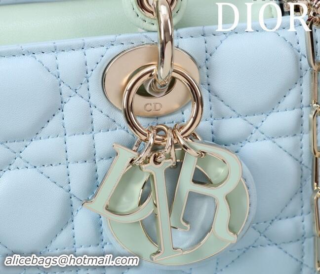 Top Grade Dior Small Lady D-Joy Bag in Two-Tone Cannage Lambskin M0541 Blue/Green 2024