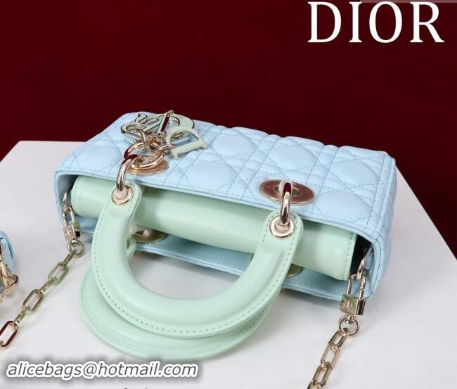 Top Grade Dior Small Lady D-Joy Bag in Two-Tone Cannage Lambskin M0541 Blue/Green 2024