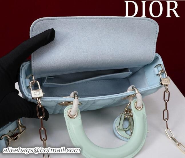 Top Grade Dior Small Lady D-Joy Bag in Two-Tone Cannage Lambskin M0541 Blue/Green 2024