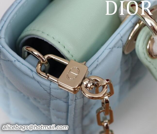 Top Grade Dior Small Lady D-Joy Bag in Two-Tone Cannage Lambskin M0541 Blue/Green 2024