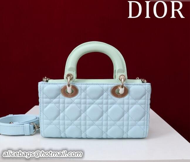 Top Grade Dior Small Lady D-Joy Bag in Two-Tone Cannage Lambskin M0541 Blue/Green 2024