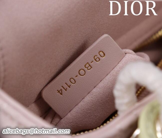 Good Taste Dior Mini Lady Dior Bag in Two-Tone Cannage Lambskin M0505 Pink/Green 2024