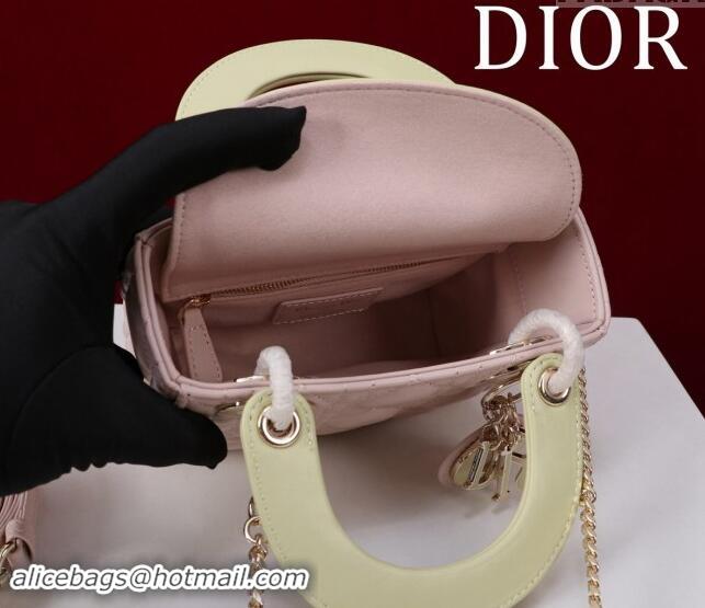 Good Taste Dior Mini Lady Dior Bag in Two-Tone Cannage Lambskin M0505 Pink/Green 2024