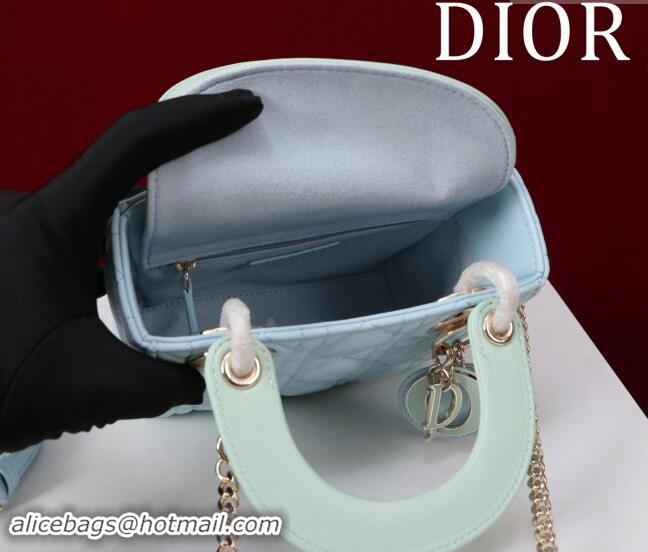 Best Quality Dior Mini Lady Dior Bag in Two-Tone Cannage Lambskin M0505 Blue/Green 2024