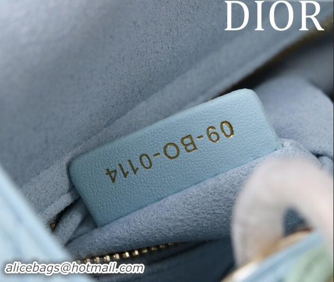 Best Quality Dior Mini Lady Dior Bag in Two-Tone Cannage Lambskin M0505 Blue/Green 2024