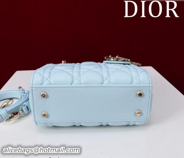 Best Quality Dior Mini Lady Dior Bag in Two-Tone Cannage Lambskin M0505 Blue/Green 2024