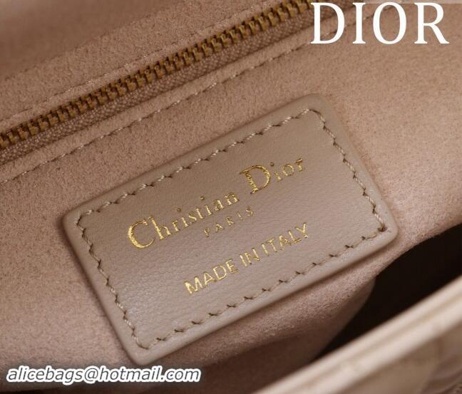 Promotional Dior Small Lady Bag in Two-Tone Cannage Lambskin M0538 Beige/White 2024