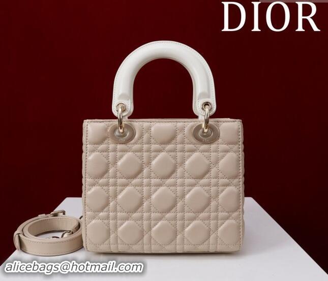 Promotional Dior Small Lady Bag in Two-Tone Cannage Lambskin M0538 Beige/White 2024