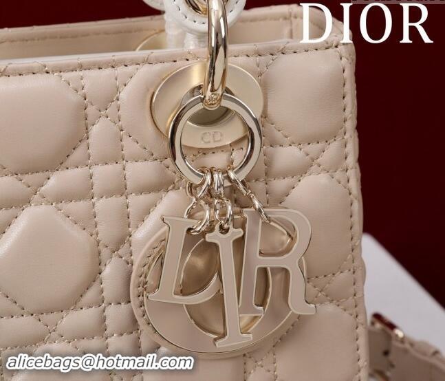 Promotional Dior Small Lady Bag in Two-Tone Cannage Lambskin M0538 Beige/White 2024