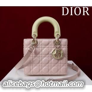 Buy Fashionable Dior Small Lady Bag in Two-Tone Cannage Lambskin M0538 Pink/Green 2024