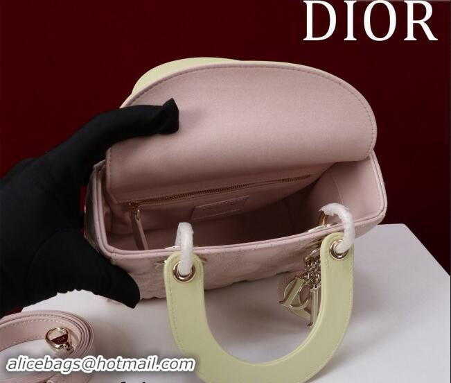 Buy Fashionable Dior Small Lady Bag in Two-Tone Cannage Lambskin M0538 Pink/Green 2024