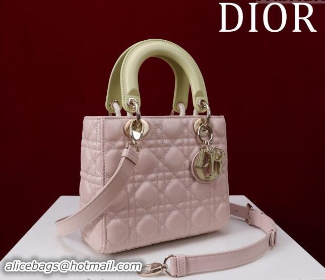 Buy Fashionable Dior Small Lady Bag in Two-Tone Cannage Lambskin M0538 Pink/Green 2024