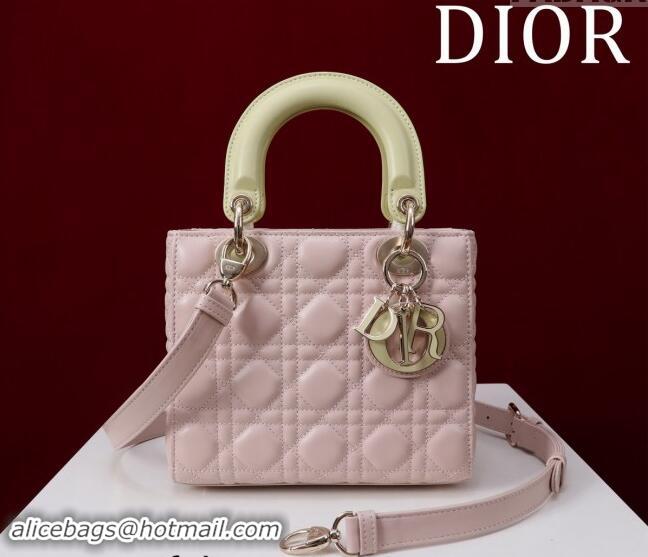 Buy Fashionable Dior Small Lady Bag in Two-Tone Cannage Lambskin M0538 Pink/Green 2024