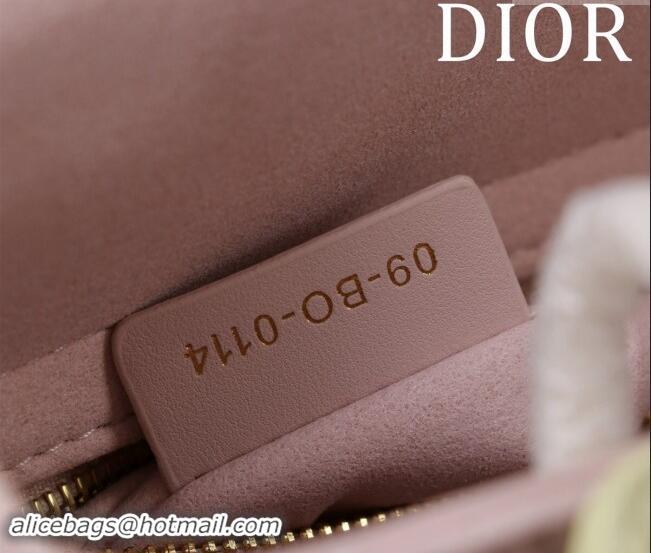 Buy Fashionable Dior Small Lady Bag in Two-Tone Cannage Lambskin M0538 Pink/Green 2024