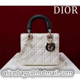 Famous Brand Dior Small Lady Bag in Two-Tone Cannage Lambskin M0538 White/Black 2024