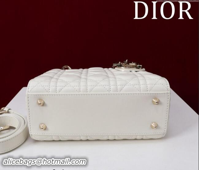 Famous Brand Dior Small Lady Bag in Two-Tone Cannage Lambskin M0538 White/Black 2024