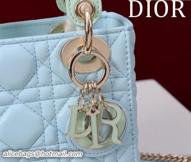 Famous Brand Dior Small Lady Bag in Two-Tone Cannage Lambskin M0538 Blue/Green 2024