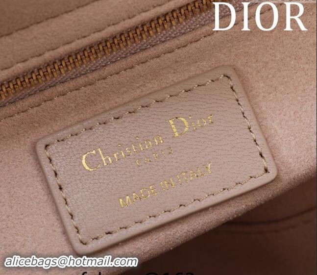 Top Design Dior Medium Lady Bag in Two-Tone Cannage Lambskin M0565 Beige/White 2024