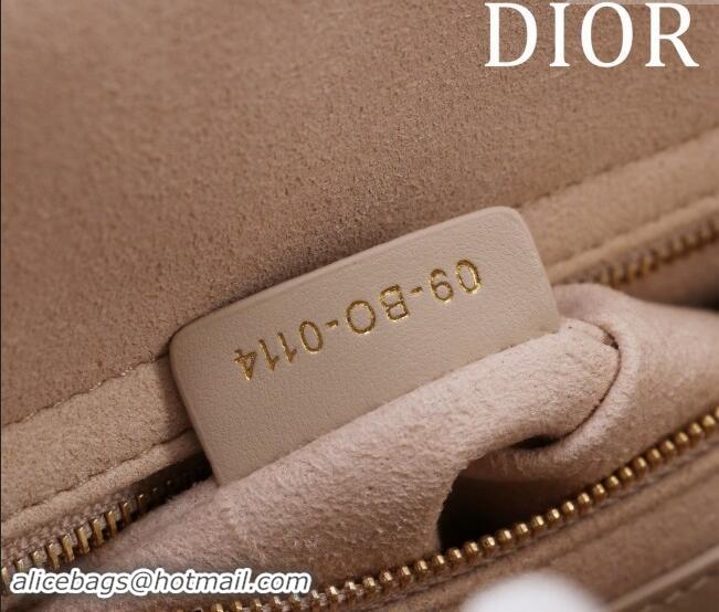 Top Design Dior Medium Lady Bag in Two-Tone Cannage Lambskin M0565 Beige/White 2024