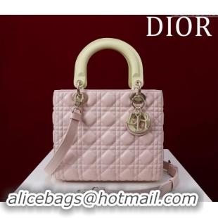 Top Design Dior Medium Lady Bag in Two-Tone Cannage Lambskin M0565 Pink/Green 2024