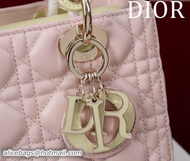 Top Design Dior Medium Lady Bag in Two-Tone Cannage Lambskin M0565 Pink/Green 2024