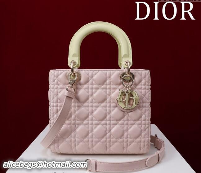 Top Design Dior Medium Lady Bag in Two-Tone Cannage Lambskin M0565 Pink/Green 2024