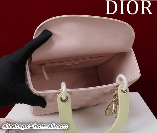 Top Design Dior Medium Lady Bag in Two-Tone Cannage Lambskin M0565 Pink/Green 2024