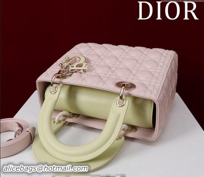 Top Design Dior Medium Lady Bag in Two-Tone Cannage Lambskin M0565 Pink/Green 2024