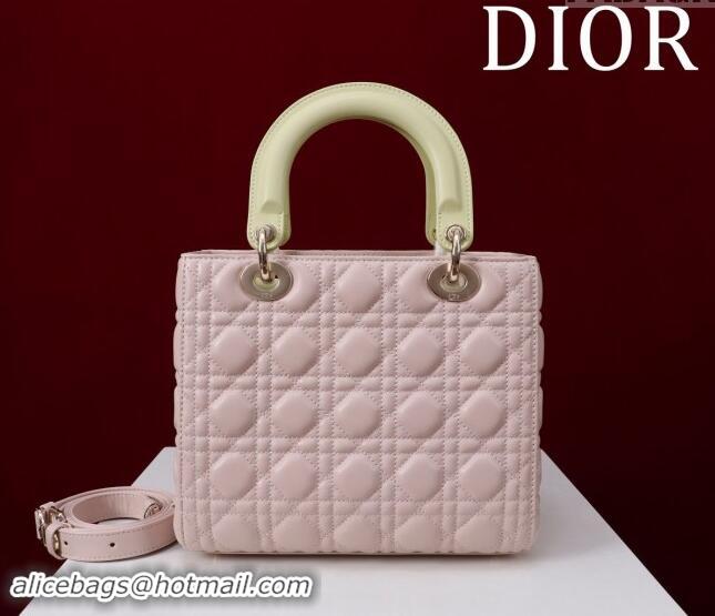 Top Design Dior Medium Lady Bag in Two-Tone Cannage Lambskin M0565 Pink/Green 2024