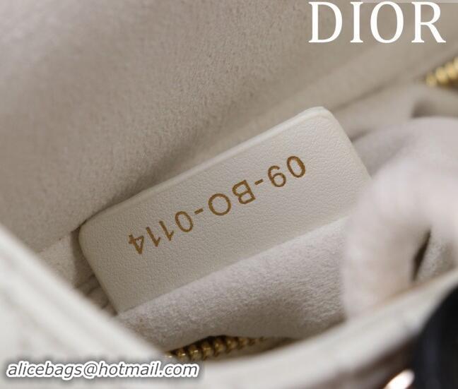 Discount Dior Mini Lady Dior Bag in Two-Tone Cannage Lambskin M0505 White/Black 2024