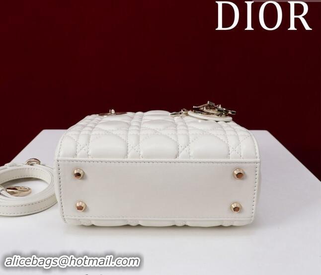 Discount Dior Mini Lady Dior Bag in Two-Tone Cannage Lambskin M0505 White/Black 2024