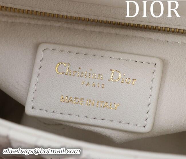 Discount Dior Mini Lady Dior Bag in Two-Tone Cannage Lambskin M0505 White/Black 2024