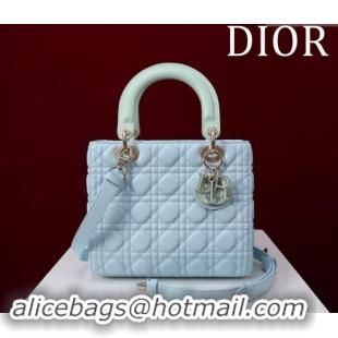 Market Sells Dior Medium Lady Bag in Two-Tone Cannage Lambskin M0565 Blue/Green 2024