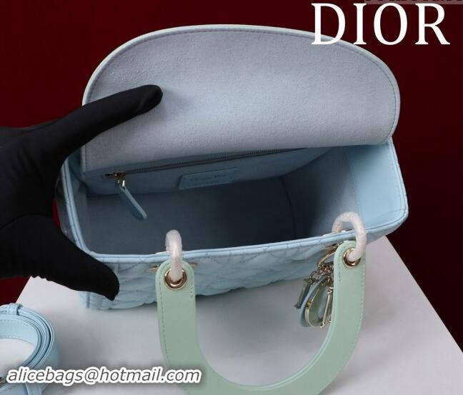 Market Sells Dior Medium Lady Bag in Two-Tone Cannage Lambskin M0565 Blue/Green 2024