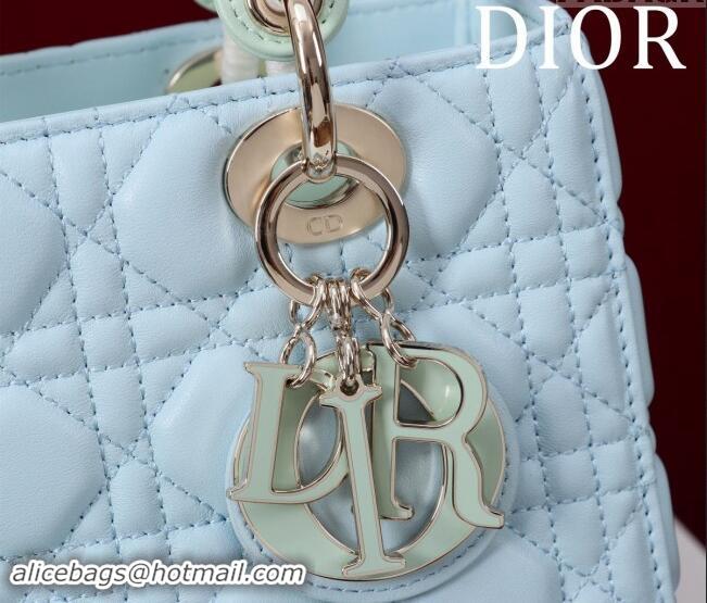 Market Sells Dior Medium Lady Bag in Two-Tone Cannage Lambskin M0565 Blue/Green 2024