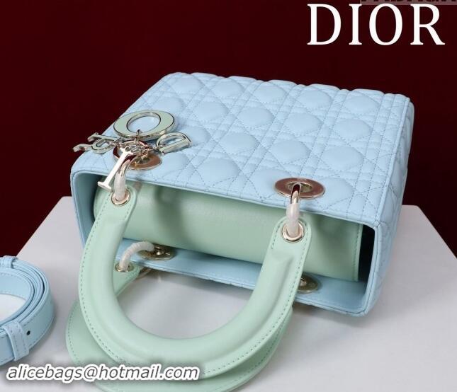 Market Sells Dior Medium Lady Bag in Two-Tone Cannage Lambskin M0565 Blue/Green 2024